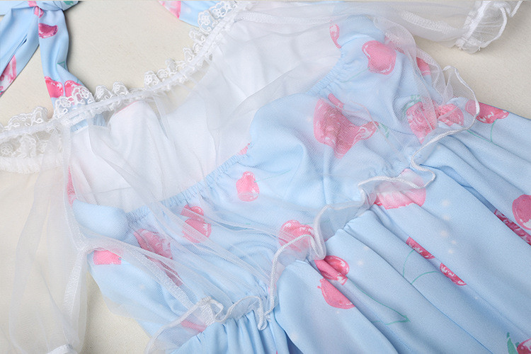 Strawberry Diamond Candy Lovely Halter Straps Transparent Lolita Smock Fake Two Pieces