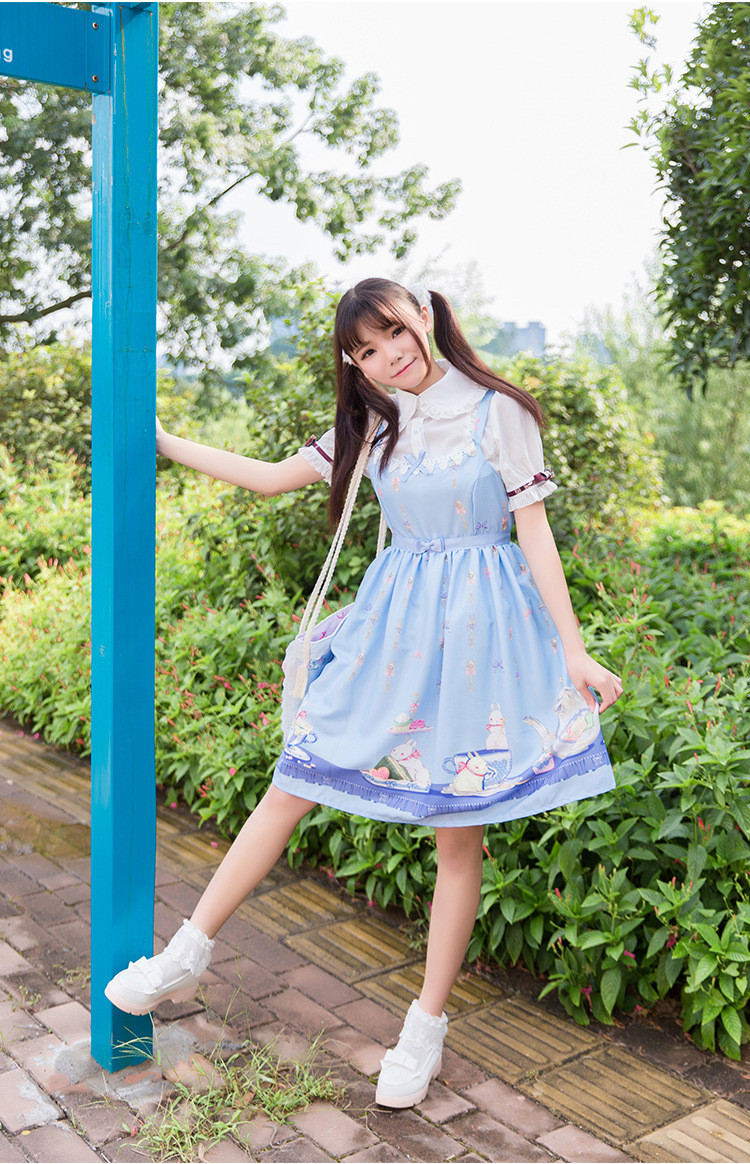 Tea Cup Rabbit Printing Lolita JSK