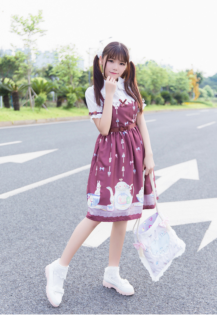 Tea Cup Rabbit Printing Lolita JSK