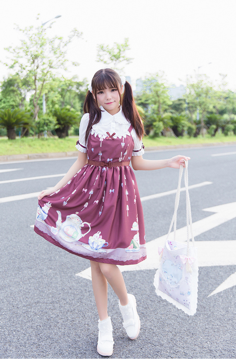 Tea Cup Rabbit Printing Lolita JSK