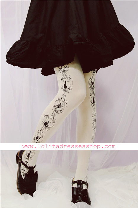 Totems Side Printing Tattoo Lolita Pantyhose