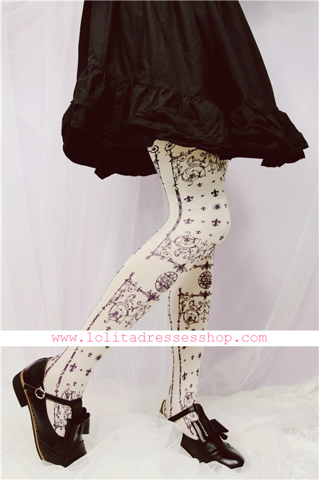 Totems Side Printing Tattoo Lolita Pantyhose