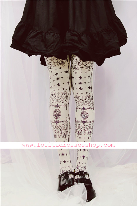 Totems Side Printing Tattoo Lolita Pantyhose