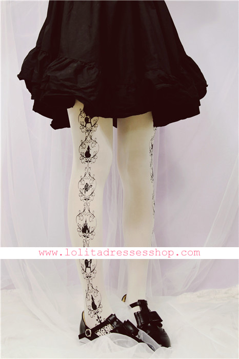 Totems Side Printing Tattoo Lolita Pantyhose