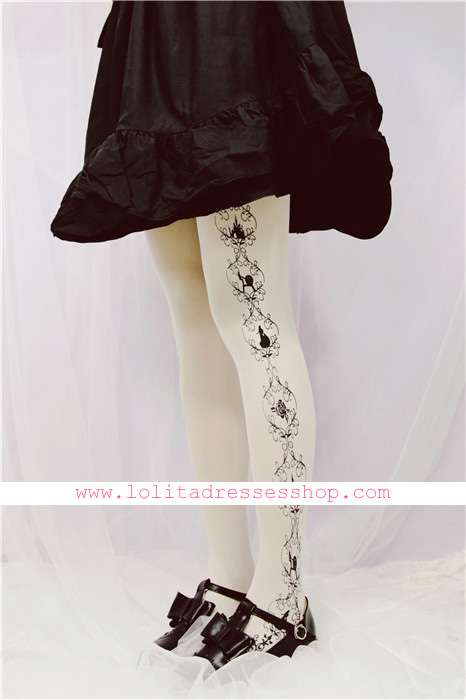 Totems Side Printing Tattoo Lolita Pantyhose