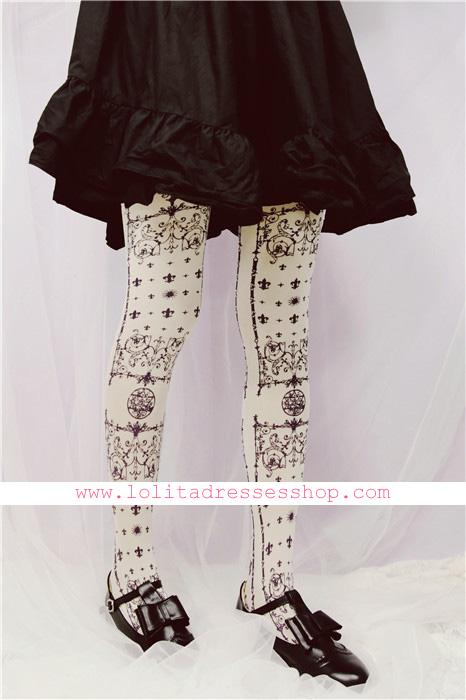 Totems Side Printing Tattoo Lolita Pantyhose