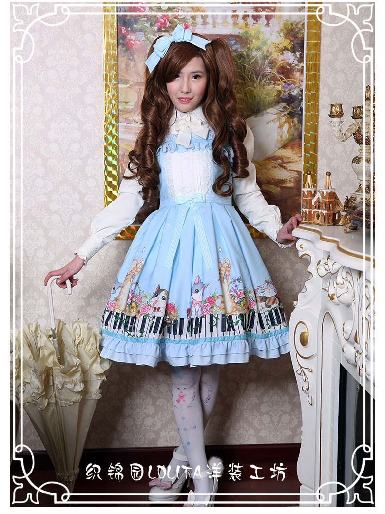 New Spring And Summer Key Cat Printing Lolita Jsk