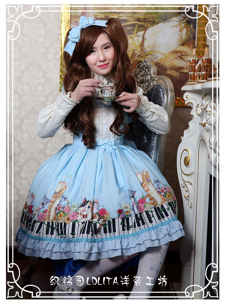 New Spring And Summer Key Cat Printing Lolita Jsk