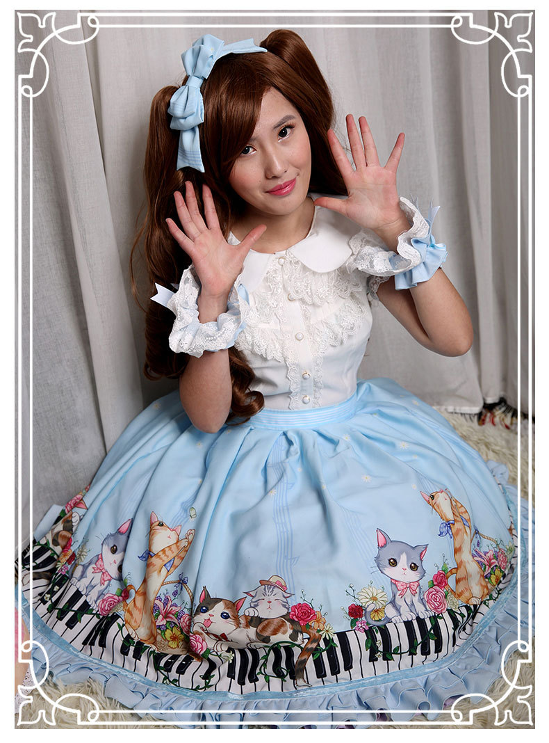 New Spring And Summer Key Cat Printing Lolita Skirt