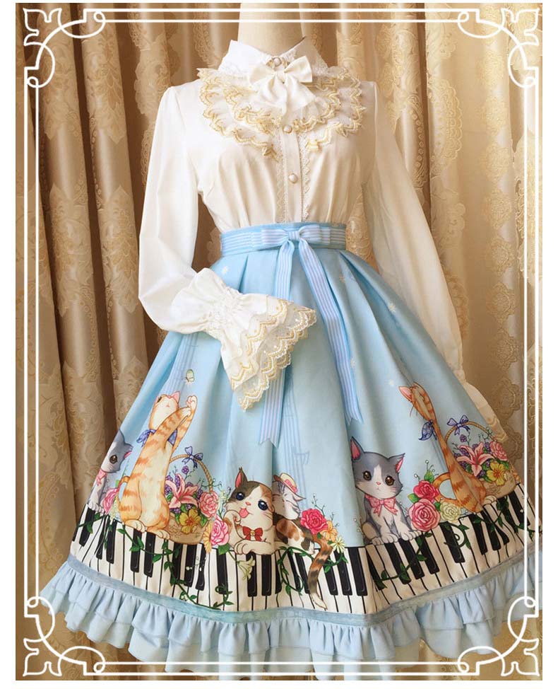 New Spring And Summer Key Cat Printing Lolita Skirt