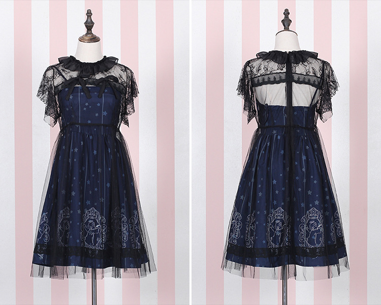 Starry Night Angel Printing Lolita Dress and Smock