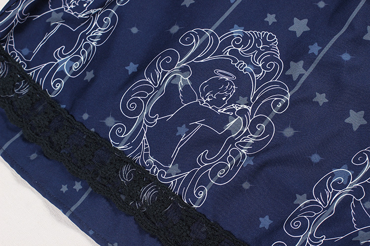 Starry Night Angel Printing Lolita Dress and Smock