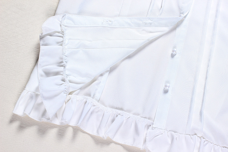 Alice Rabbit Embroidered Lotus Leaf Collar Bow Long Sleeves Chiffon Lolita Blouses