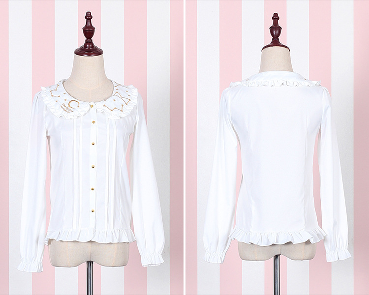 Embroidered Long Sleeves Chiffon Lolita Blouses