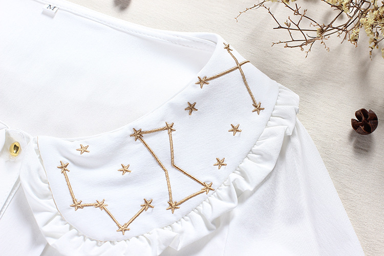 Embroidered Short Sleeves Chiffon Lolita Blouses