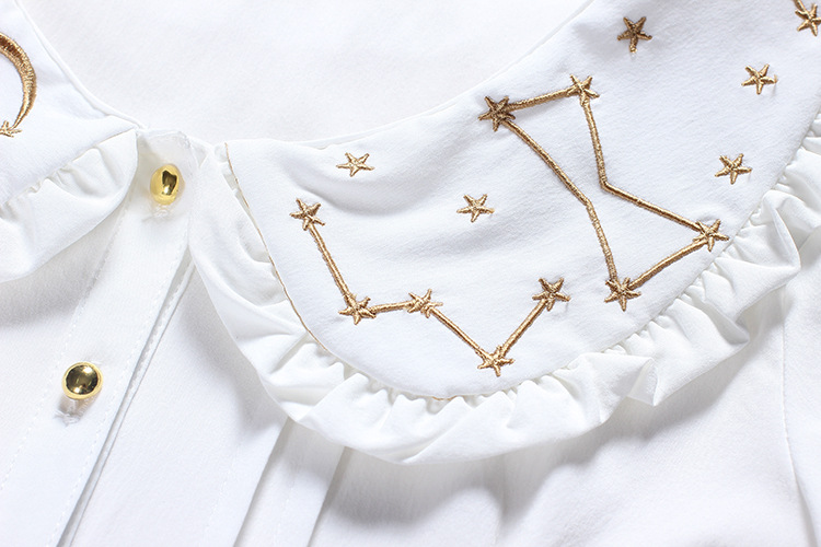 Embroidered Short Sleeves Chiffon Lolita Blouses