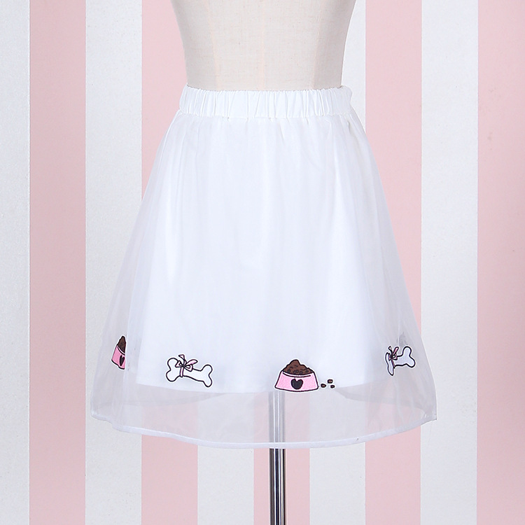 Dog Bones And Dog Basin Embroidery Lolita Skirts