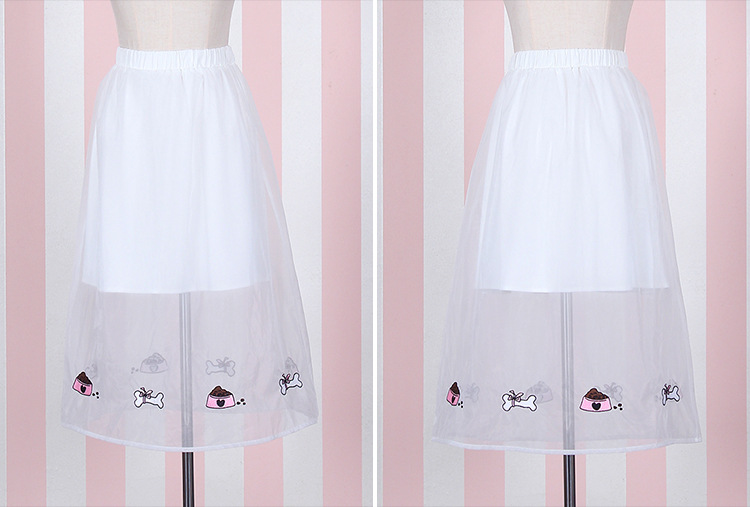 Dog Bones And Dog Basin Embroidery Lolita Skirts