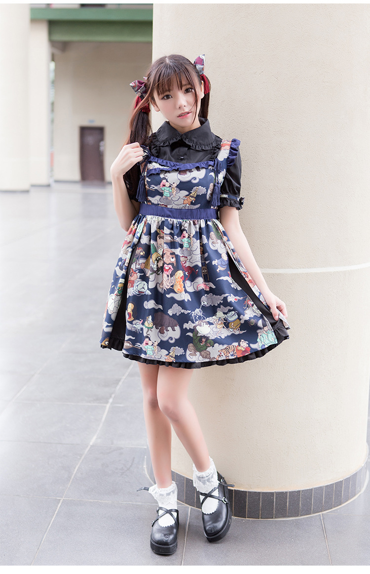 Ghost Night Printing Suspender Lolita Skirt