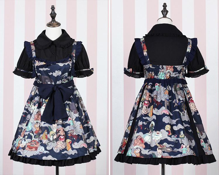 Ghost Night Printing Suspender Lolita Skirt