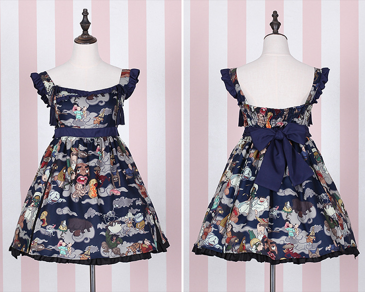 Ghost Night Printing Suspender Lolita Skirt