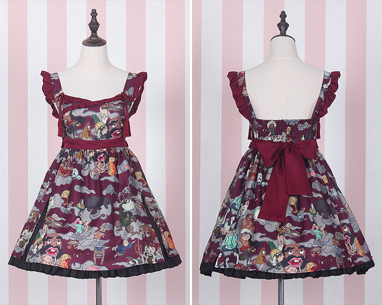 Ghost Night Printing Suspender Lolita Skirt