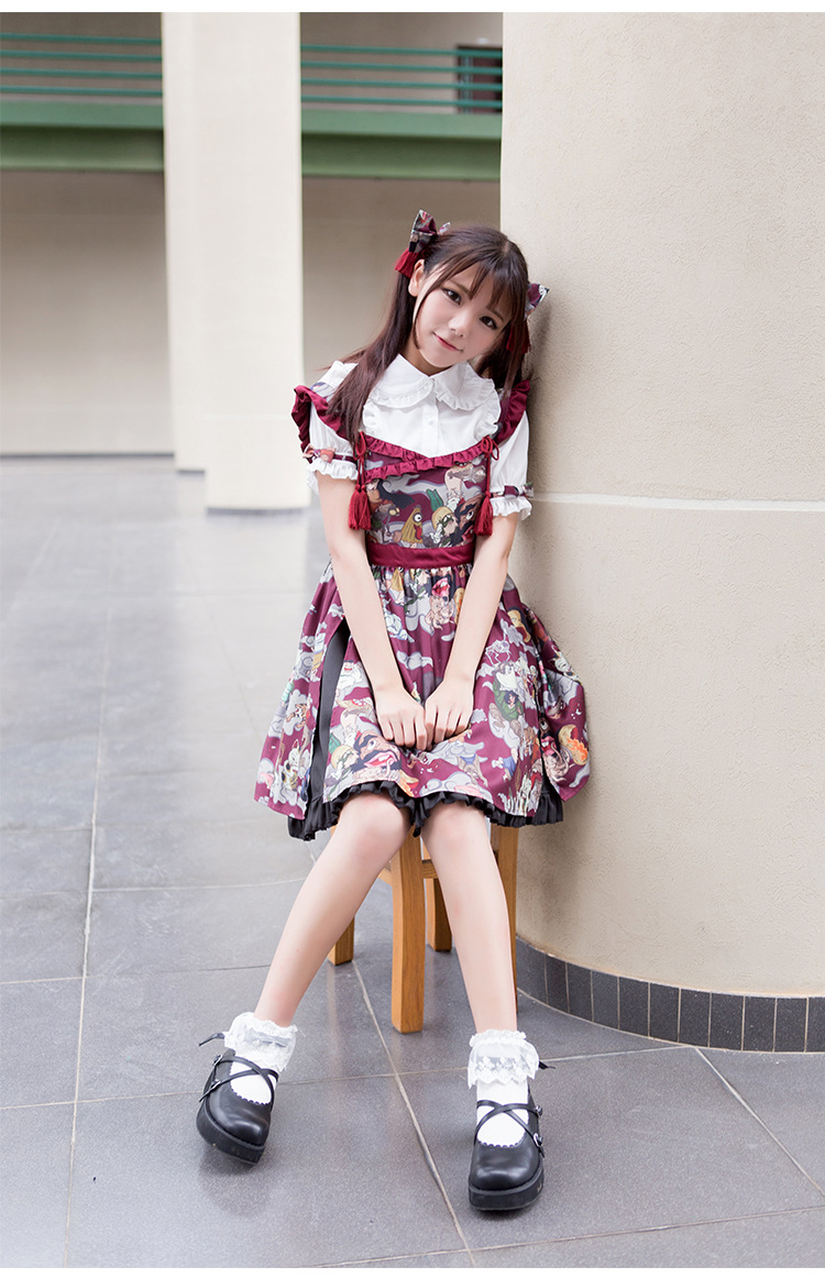 Ghost Night Printing Suspender Lolita Skirt