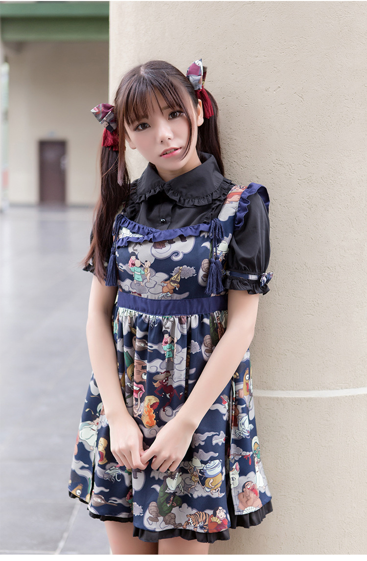 Ghost Night Printing Suspender Lolita Skirt