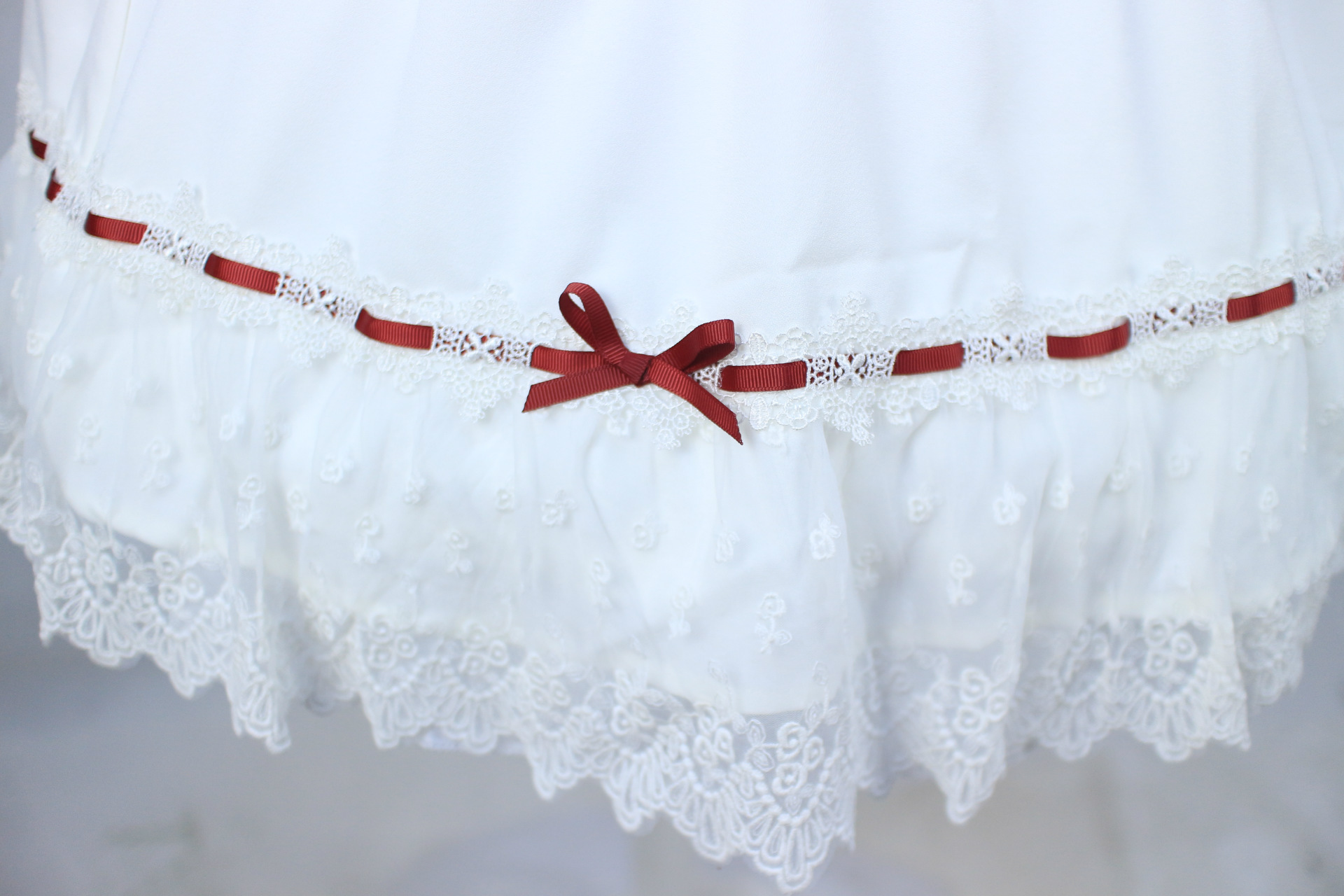 Lovely Red Bow White Chiffon Lolita Dress