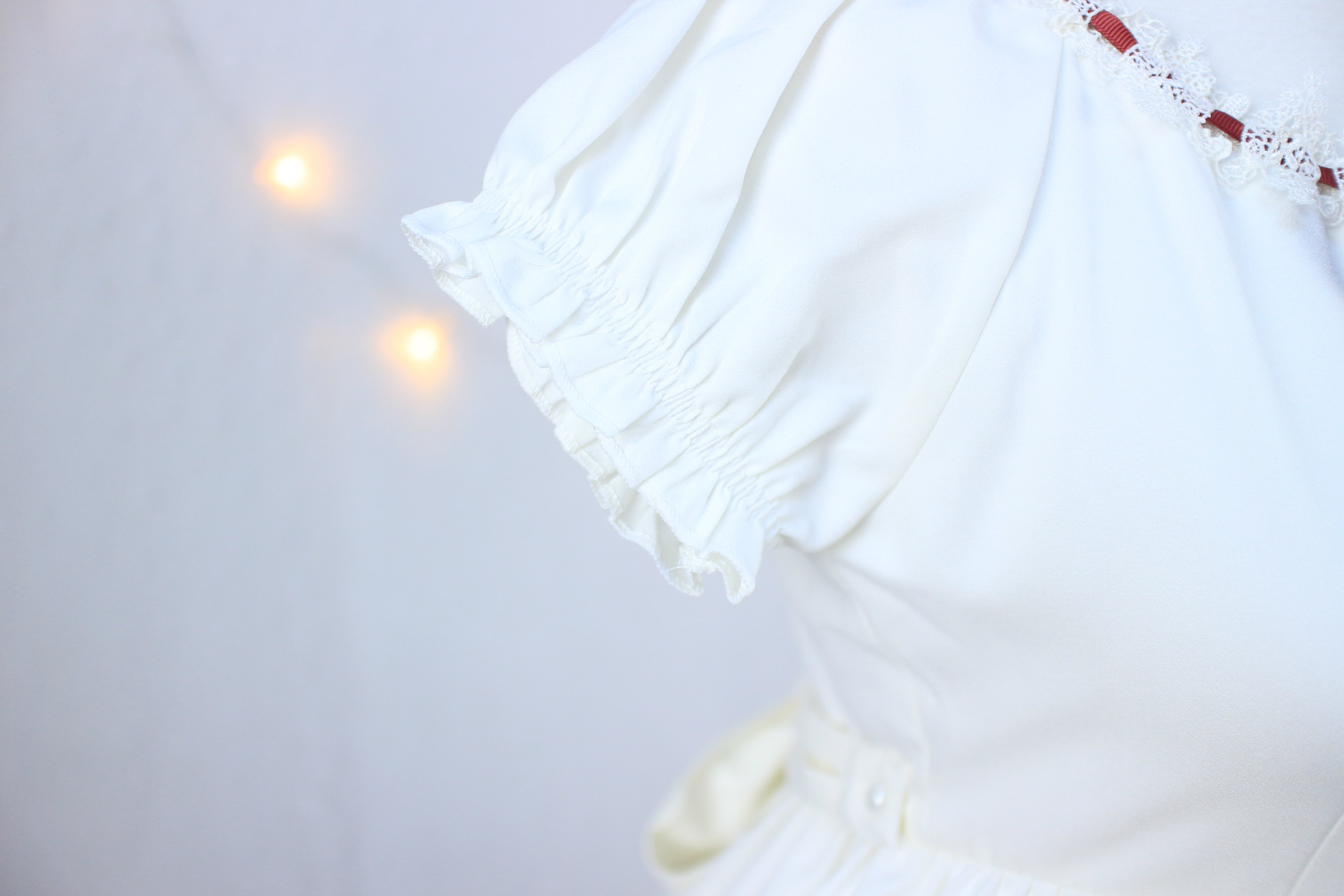 Lovely Red Bow White Chiffon Lolita Dress