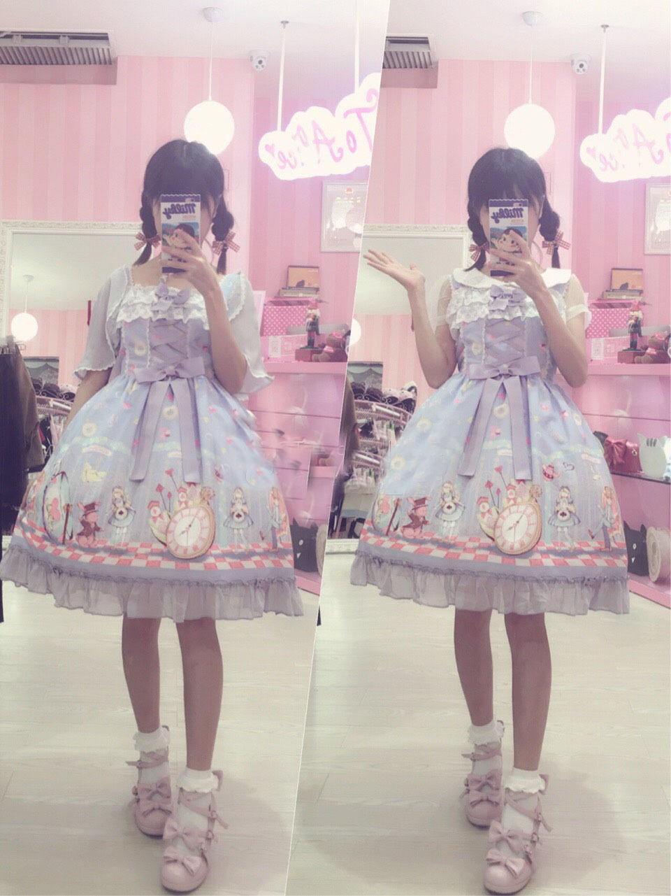 Printing JSK Strap Lolita Dress With Headdress