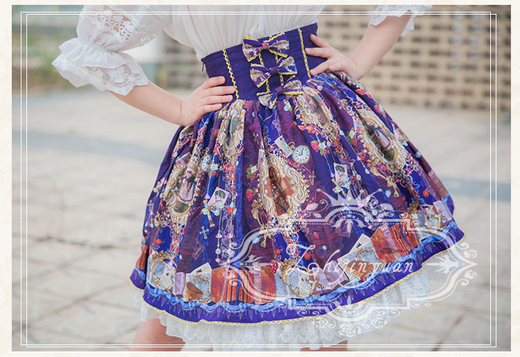 Vintage Printing Lace Chiffon Lolita Skirt