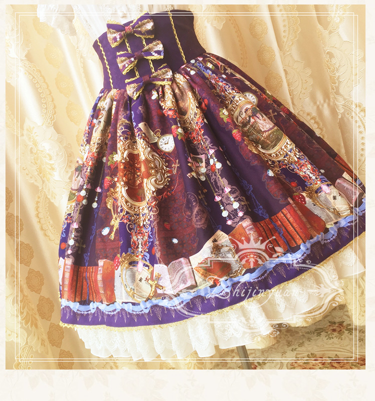 Vintage Printing Lace Chiffon Lolita Skirt