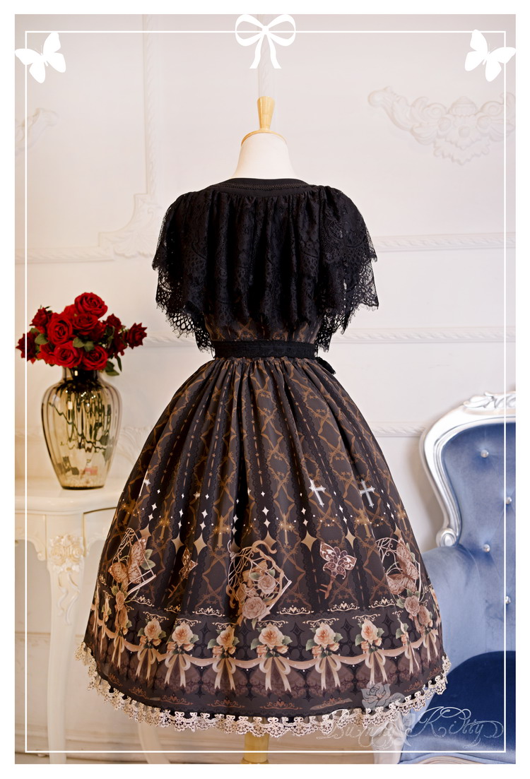 Manderley Printing Lolita Braces Skirt
