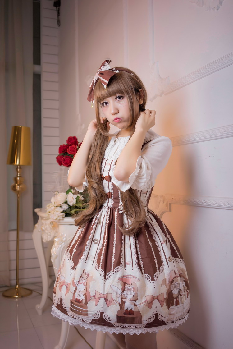 Honey Squirrel Printing Lolita Braces Skirt