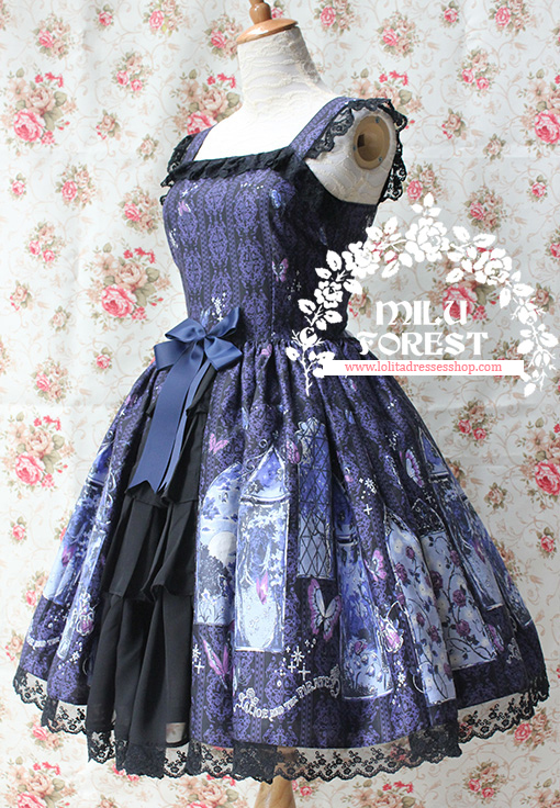 True Summer Night Printing Lolita Sling Dress With KC