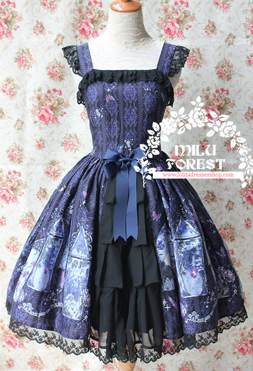 True Summer Night Printing Lolita Sling Dress With KC