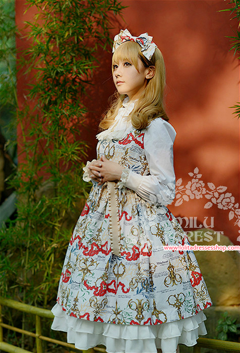 Antique Scissors Original Printing Lolita Long Dress