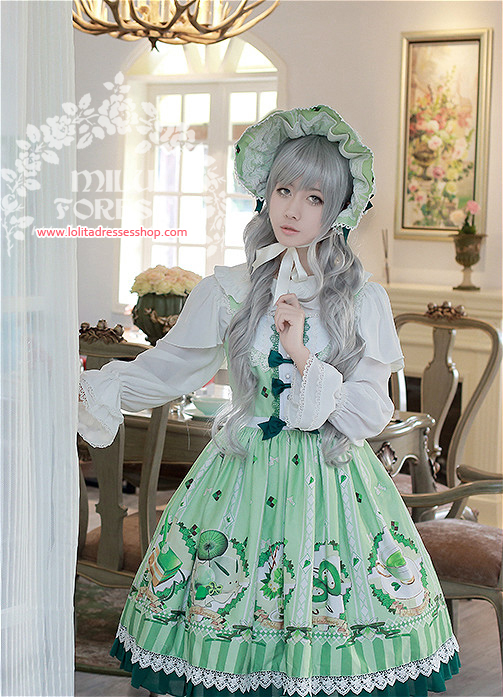 Matcha Dessert Printing Lolita Dress