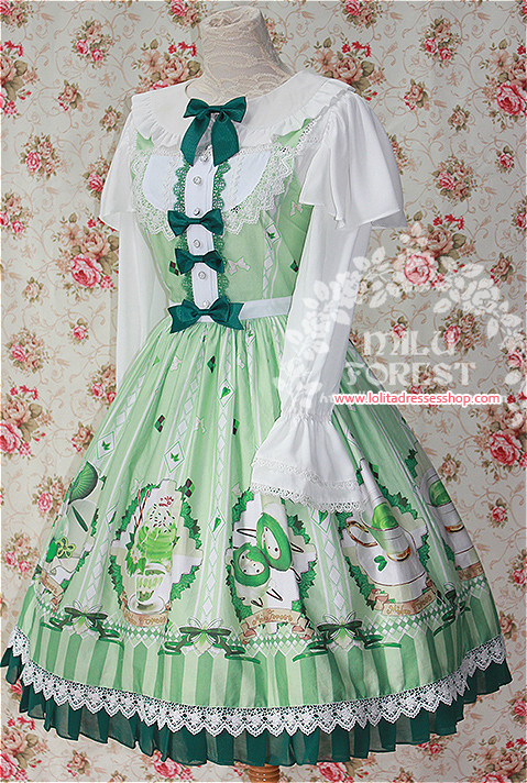 Matcha Dessert Printing Lolita Dress