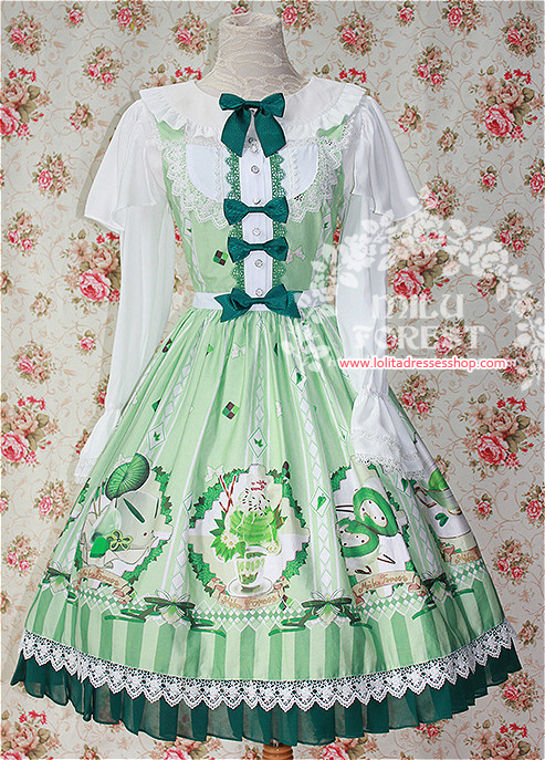 Matcha Dessert Printing Lolita Dress