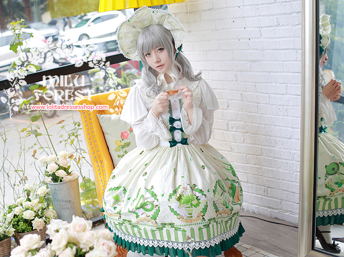 Matcha Dessert Printing Lolita Dress