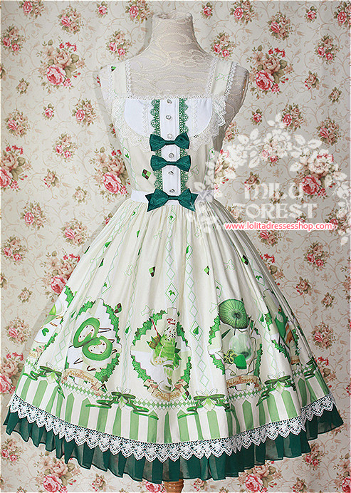 Matcha Dessert Printing Lolita Dress