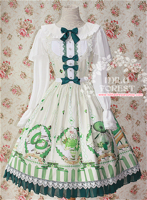 Matcha Dessert Printing Lolita Dress