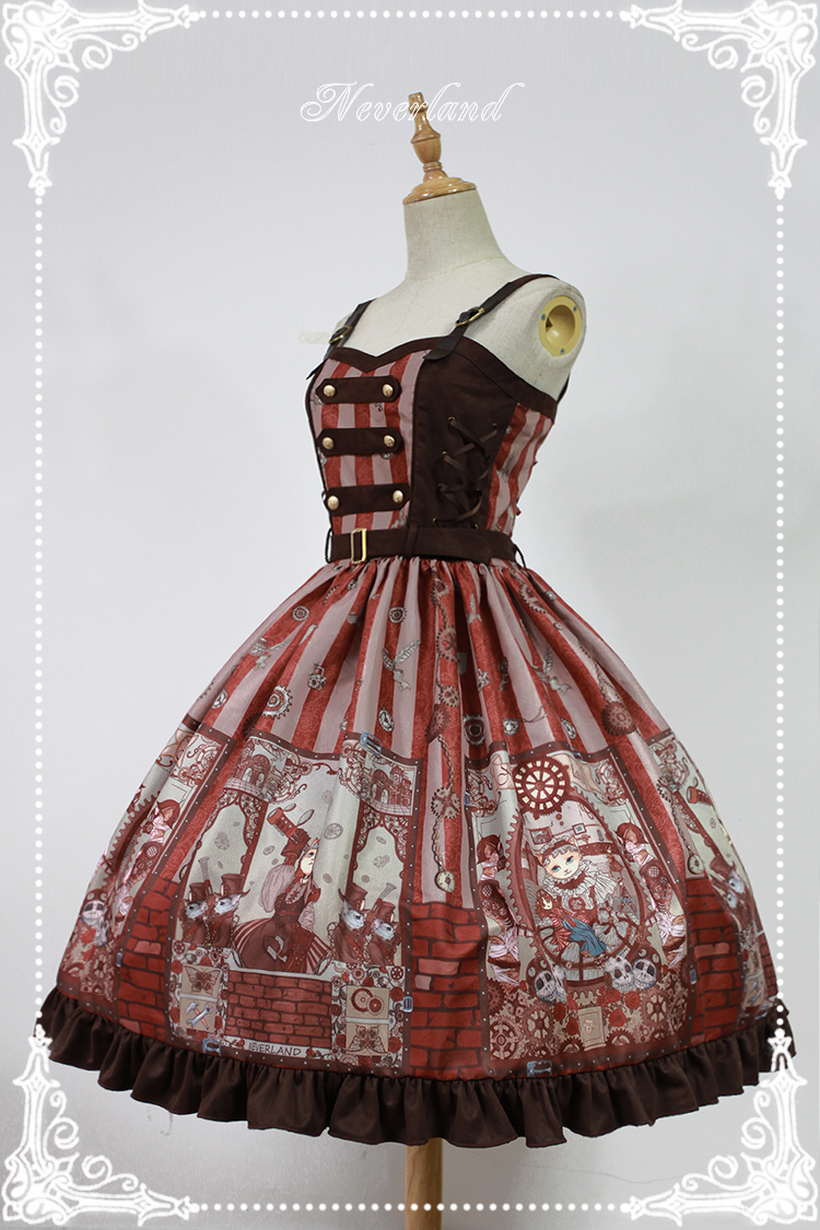 Steam Punk Cat Normal Waist Three-button Lolita Dress