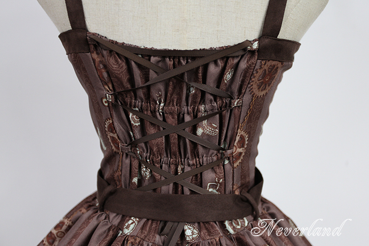 Steam Punk Cat Normal Waist Three-button Lolita Dress