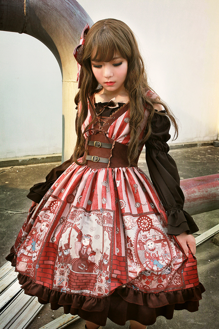 Steam Punk Cat Corset High Waist Lolita Dress