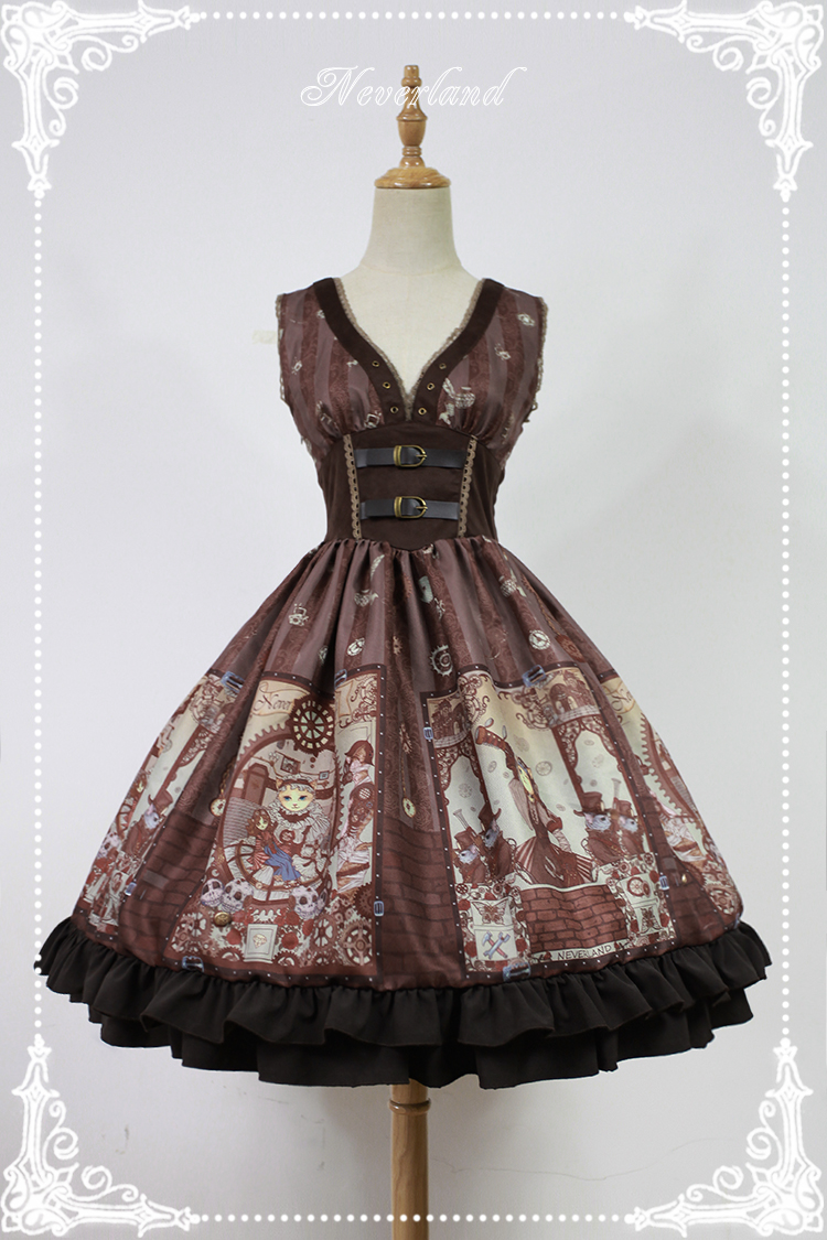 Steam Punk Cat Corset High Waist Lolita Dress