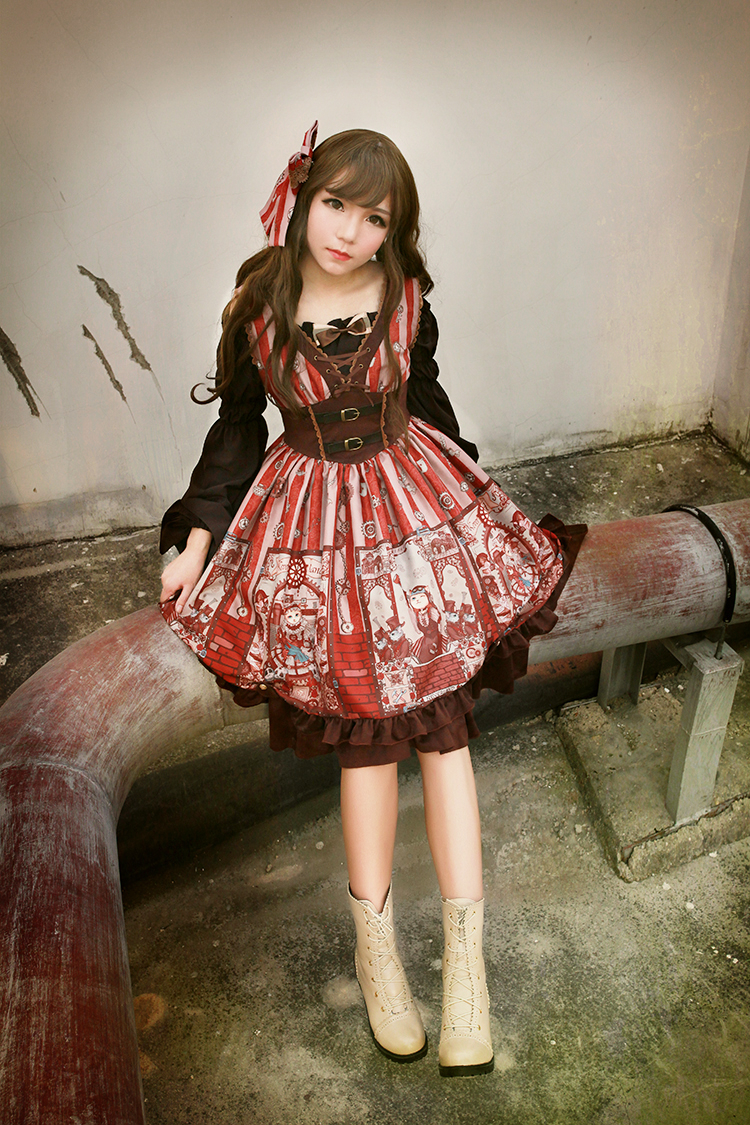 Steam Punk Cat Corset High Waist Lolita Dress