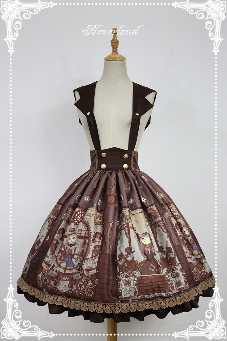 Steam Punk Cat Detachable Shoulder Strap Lolita Overskirt